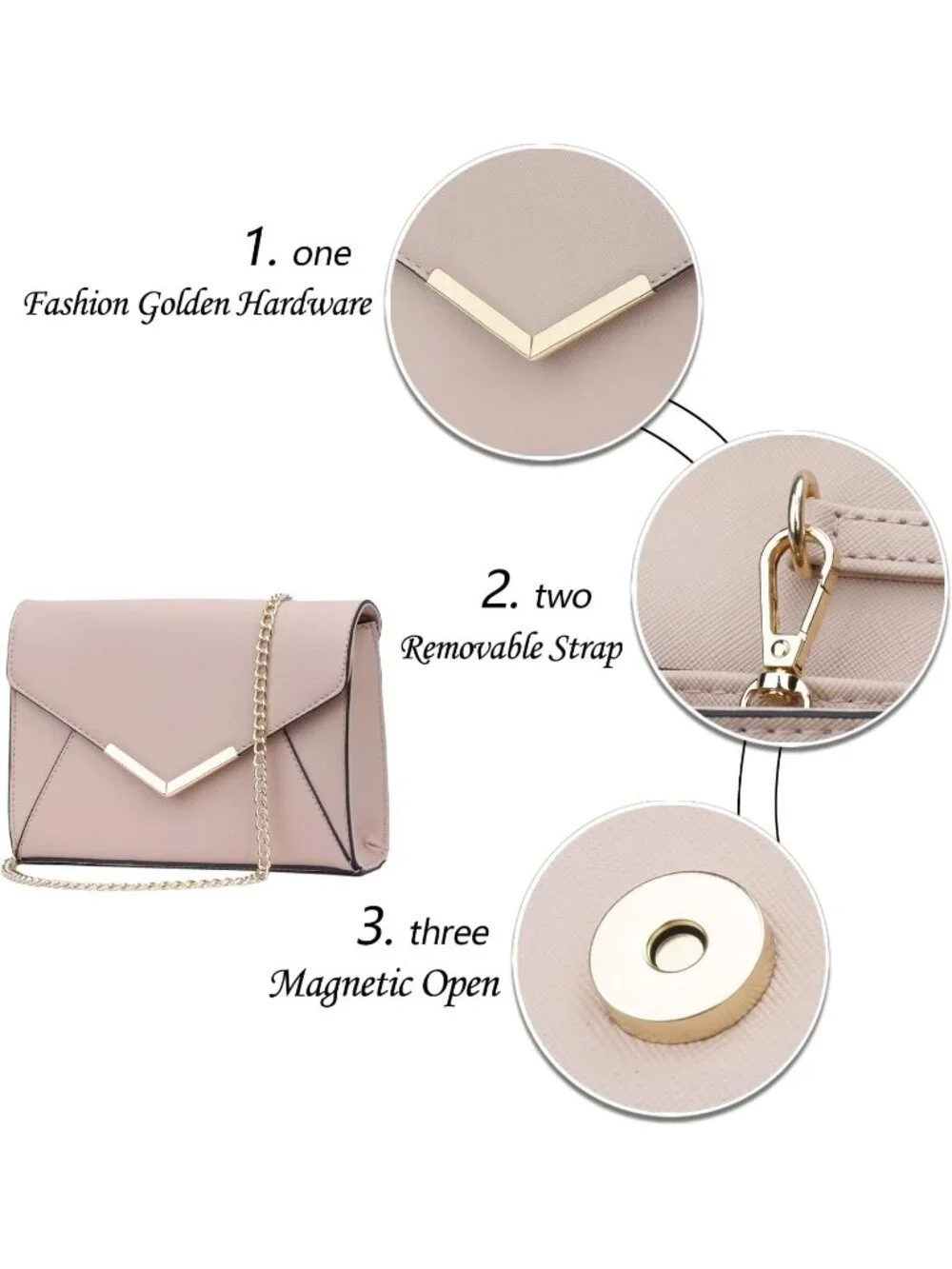 👜 Women's Pink Faux Leather Evening Handbag Party Wedding Prom Clutch Purses
